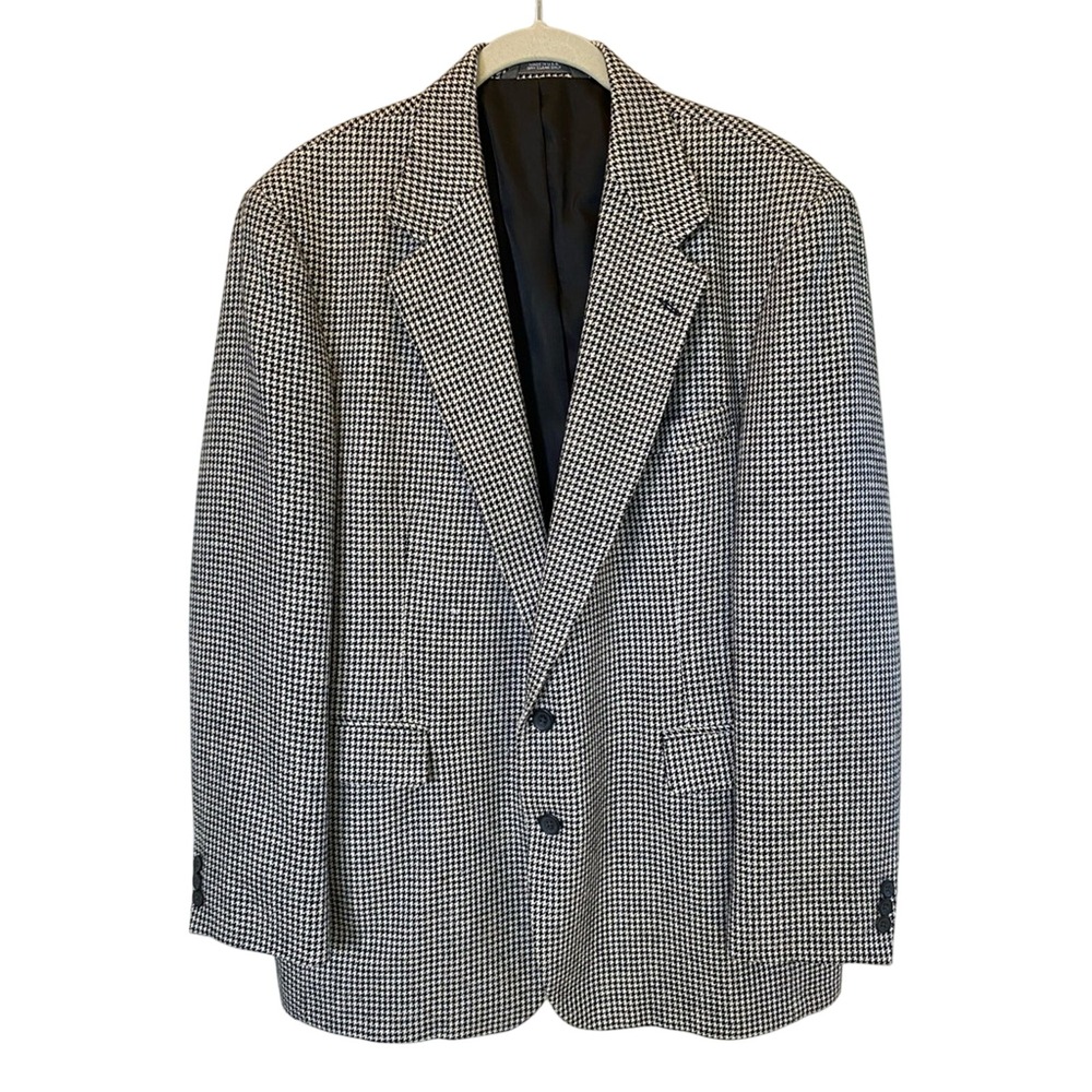 Haggar Imperial Men's Gentleman's Fit Houndstooth Suit Jacket Blazer Size 44L